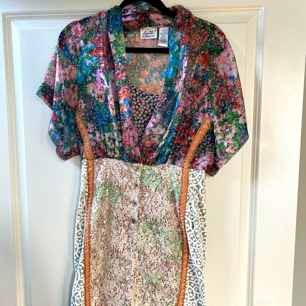 Anthropologie Byron Lars NWOT floral sequin midi dress size 6